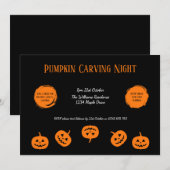 Zwart en oranje uitnodiging voor pompoensnijden 's (Voorkant / Achterkant)