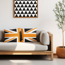 Zwart en oranje Union Jack half