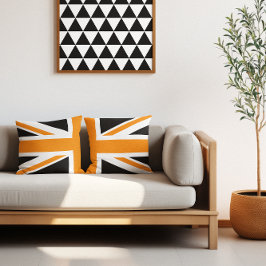 Zwart en oranje Union Jack half Kussen