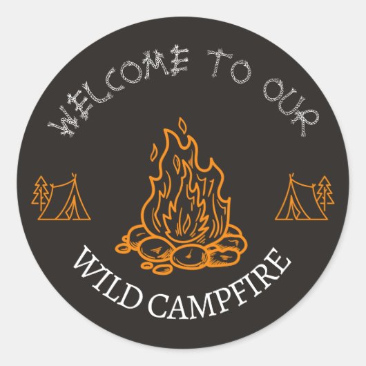 Zwart en Oranje Wildfire Adventure Ronde Sticker (Voorkant)