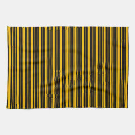 Zwart en oranjegeel strips theedoek