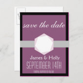 Zwart en Orchidee Save the Date Briefkaart (Voorkant / Achterkant)