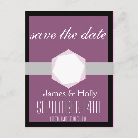 Zwart en Orchidee Save the Date Briefkaart (Voorkant)