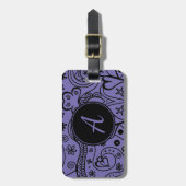 Zwart en Paars aangepast monogram Bagagelabel (Voorkant verticaal)