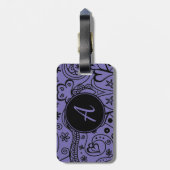 Zwart en Paars aangepast monogram Bagagelabel (Achterkant verticaal)
