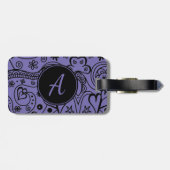 Zwart en Paars aangepast monogram Bagagelabel (Achterkant horizontaal)