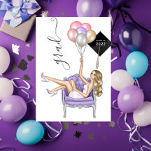 Zwart en paars blond ballon meisje afstuderen