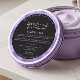 Zwart en paars cosmetica pot label met ingrediënte