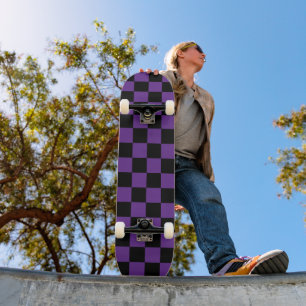 Zwart en paars geruit motief persoonlijk skateboard