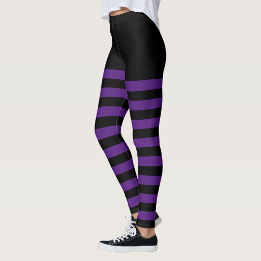 Zwart en Paars gestreept Leggings (Links)