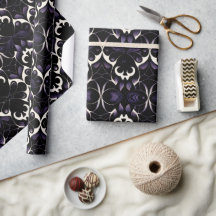 Zwart en Paars gotisch Patroon #2 Verpakkingspapie