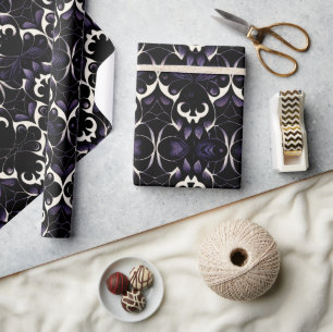 Zwart en Paars gotisch Patroon #2 Verpakkingspapie Cadeaupapier