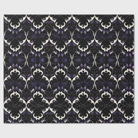Zwart en Paars gotisch Patroon #2 Verpakkingspapie Cadeaupapier (Vlak)