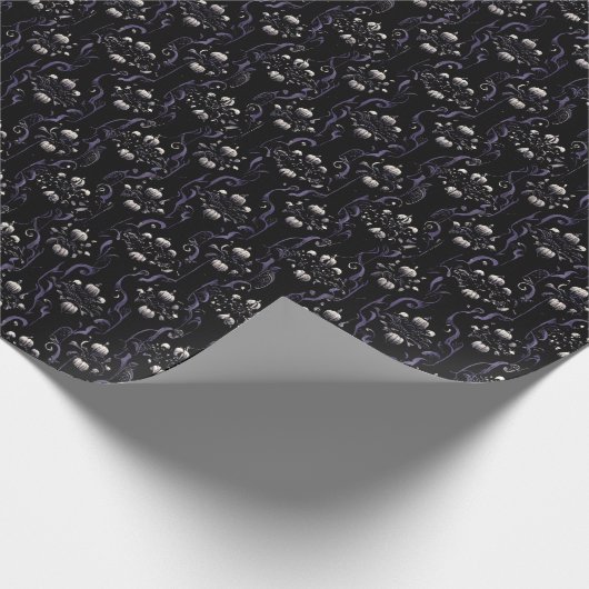 Zwart en Paars gotisch Patroon #5 Verpakkingspapie Cadeaupapier (Hoek)