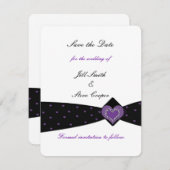 Zwart en Paars lint sparen de Datum Save The Date (Voorkant / Achterkant)