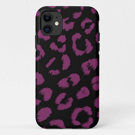 Zwart en paars luipaardpatroon Case-Mate iPhone case (Achterkant)
