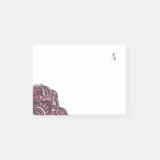 Zwart en Paars Medaillon Monogram Post-it® Notes (Voorkant)