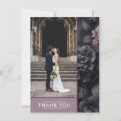 Zwart en paars melancholisch bloemmotief bedankkaart (Voorkant)