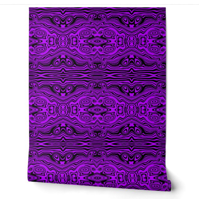 Zwart en Paarse Abstracte Patroon Aangepaste Kleur Behang (Afrollen)