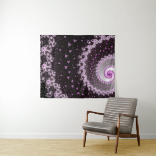 Zwart en paarse abstracte wervelende fractal wandt wandkleed