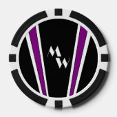 Zwart en Paarse Art Deco Design Monogrammed Poker Chips (Voorkant)