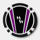 Zwart en Paarse Art Deco Design Monogrammed Poker Chips (Achterkant)