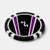 Zwart en Paarse Art Deco Design Monogrammed Poker Chips (Enkel)