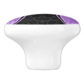 Zwart en Paarse bloemdamast keramische knop (Zijkant)