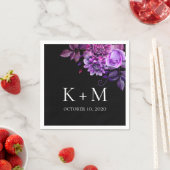 Zwart en paarse bloemen bruiloft. Lila botanisch Servet (Insitu)