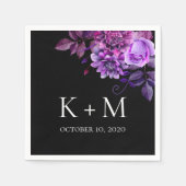 Zwart en paarse bloemen bruiloft. Lila botanisch Servet (Voorkant)