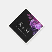 Zwart en paarse bloemen bruiloft. Lila botanisch Servet (Hoek)