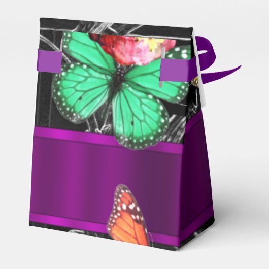 Zwart en paarse bruiloft bedankdoosjes (Achterkant)