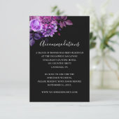 Zwart en paarse bruiloft details. Accommodaties Informatiekaartje (Staand voorkant)