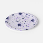 Zwart en Paarse Celestial Sun Moon Stars Papieren Bordje (Gekanteld)