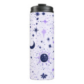 Zwart en Paarse Celestial Sun Moon Stars Thermosbeker (Voorkant)