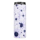 Zwart en Paarse Celestial Sun Moon Stars Thermosbeker (Achterkant)