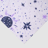 Zwart en Paarse Celestial Sun Moon Stars Tissuepapier (Detail)