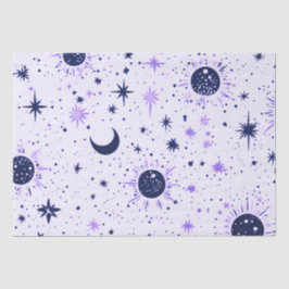 Zwart en Paarse Celestial Sun Moon Stars Tissuepapier