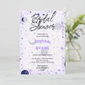 Zwart en Paarse Celestial Vrijgezellenfeest Kaart (Staand voorkant)