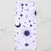 Zwart en Paarse Celestial Zon Maan Sterren Bruilof Menu (Achterkant)