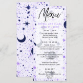 Zwart en Paarse Celestial Zon Maan Sterren Bruilof Menu (Voorkant / Achterkant)