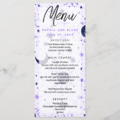 Zwart en Paarse Celestial Zon Maan Sterren Bruilof Menu (Voorkant)