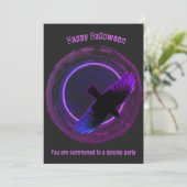 Zwart en Paarse Crow Halloween Kaart (Staand voorkant)