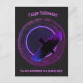 Zwart en Paarse Crow Halloween Uitnodiging Briefkaart (Voorkant)