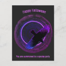 Zwart en Paarse Crow Halloween Uitnodiging Briefkaart