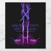 Zwart en Paarse Dragon Smoke Monogram Wijn Etiket (Enkel label)