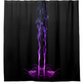 Zwart en Paarse Drakenrook Douchegordijn (Voorkant)