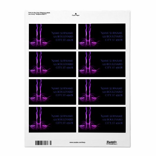 Zwart en Paarse Drakenrook Etiket (Full Sheet)
