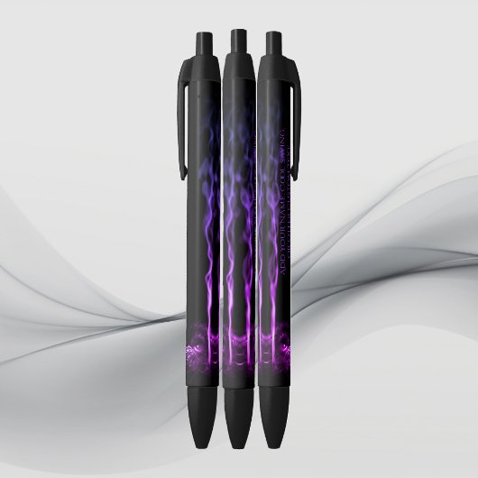 Zwart en Paarse Drakenrook met Jouw naam Zwarte Inkt Pen