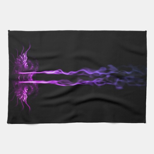 Zwart en Paarse Drakenrook Theedoek (Horizontaal)